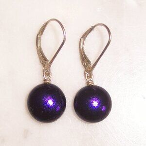 Purple Dichroic Glass Earrings